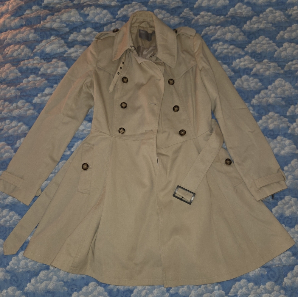 ASOS Beige Double-Breasted Fit And Flare Trench Coat